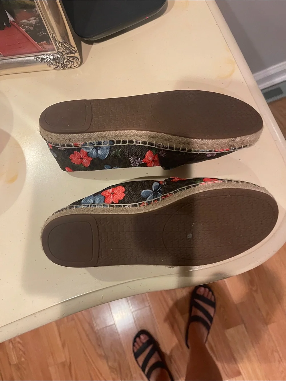 Michael Kors Black Floral Espadrille Slip-Ons